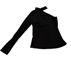 NWT Foundist Los Angeles one sleeve top party holiday dressy sz M black classic